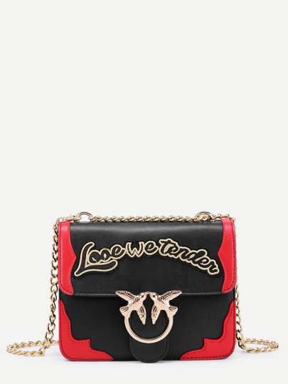 Tasche mit doppel Vogelschnallen,Kette und Buchstaben
