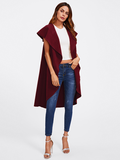 Shawl Collar Dip Hem Vest