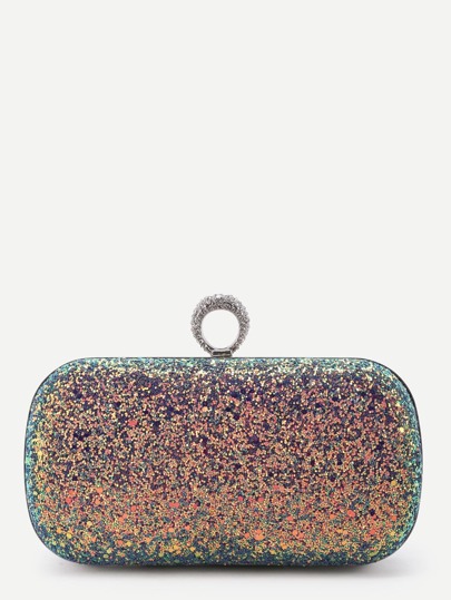 Glitter Overlay Iridescent Chain Crossbody Bag