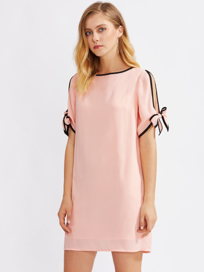 Vestido con ribete en contraste y aberturas