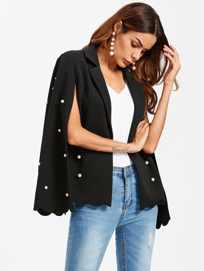 Americana con perlas y bajo festoneado