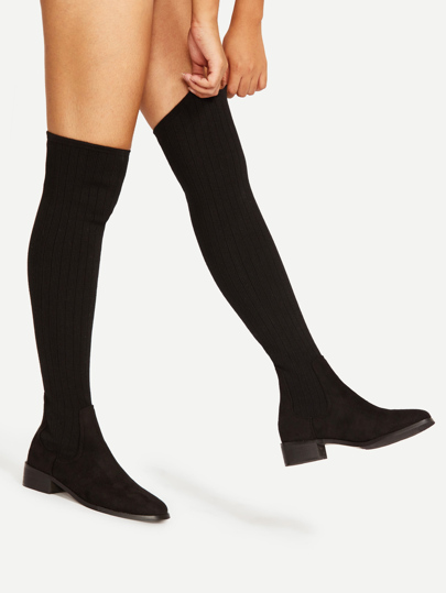 Almond Toe Over Knee Sock Boots