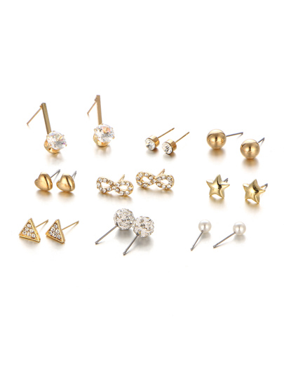 Star & Heart Design Stud Earring Set