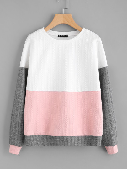 Cut And Sew Textured Sweatshirt