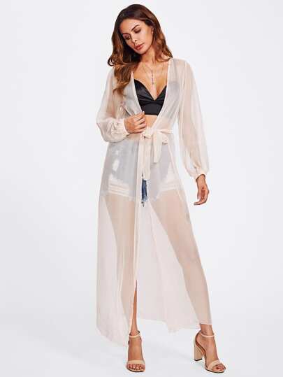 Kimono de la plage transparent avec un lacet