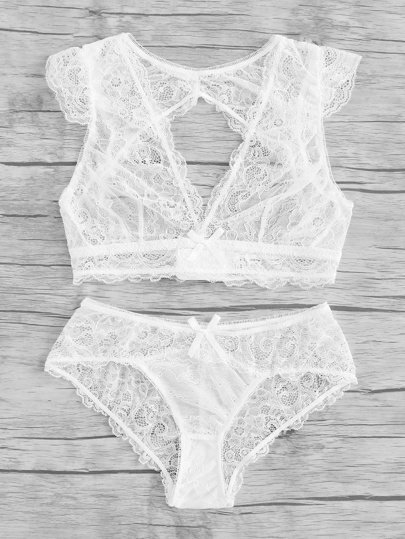 Open Back V Plunge Lace Lingerie Set
