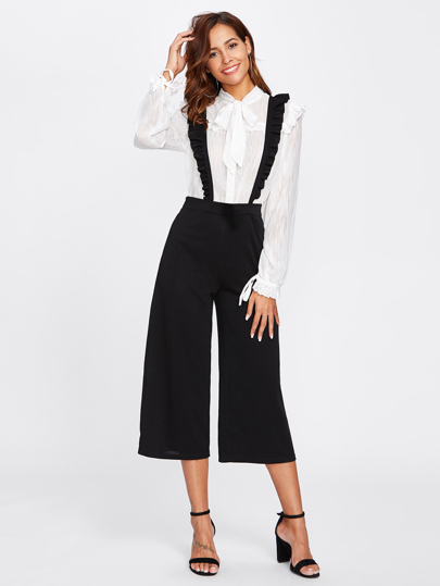 Crisscross Frill Strap Culotte Pants