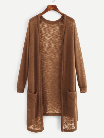 Dual Pocket Open Front Cardigan