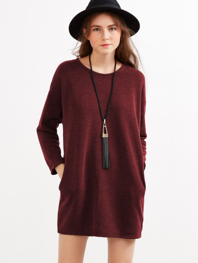 Drop Shoulder Marled Knit Dress