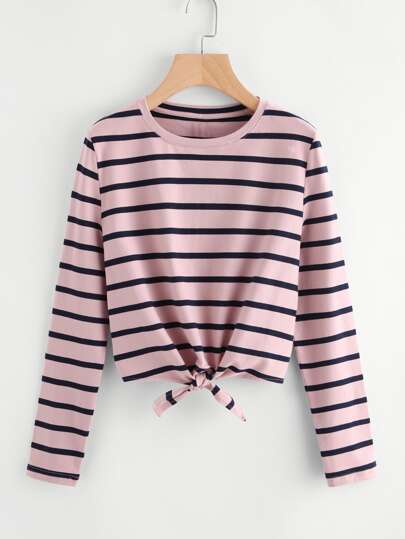 Knot Front Striped Tee