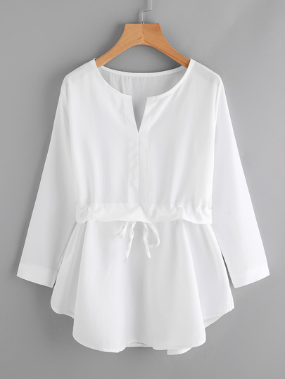 Drawstring Waist Frill Blouse