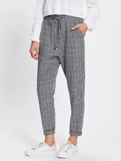 Pantalons avec cordon avec ourlet du pan
