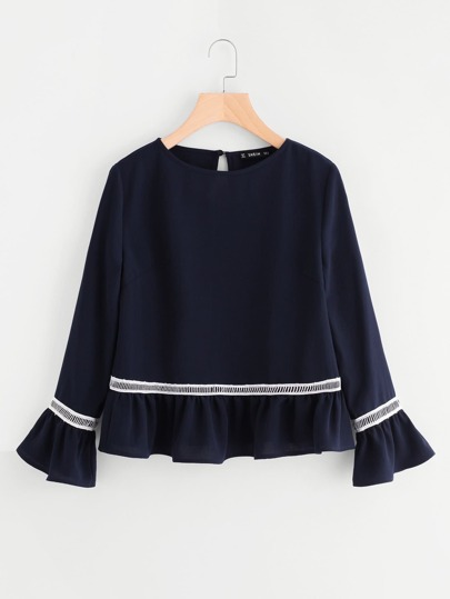 Laddering Lace Applique Bell Cuff Top