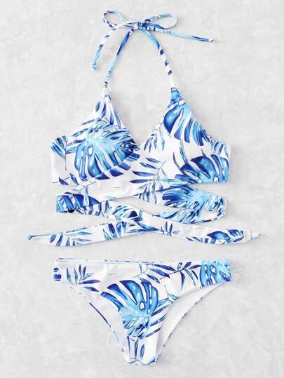 Set di bikini con stampa di giungla