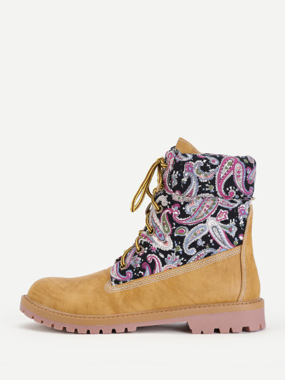 Round Toe Lace Up Suede Boots