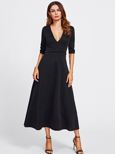 Deep V Neckline Long Dress