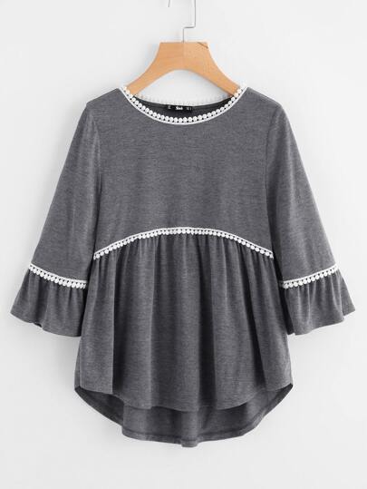 Top avec pan asymétrique ruché
