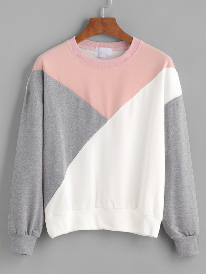 Sudadera con hombro caído de color combinado