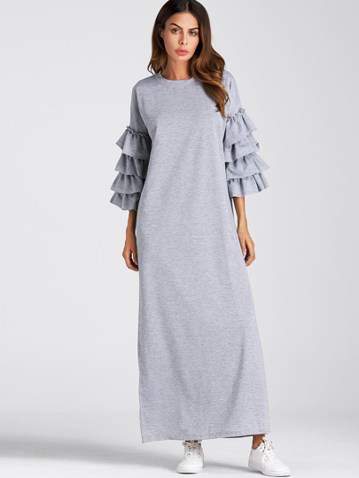 Tiered Frill Sleeve Full Length Dress