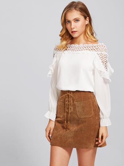 Top creux en crochet avec des plis