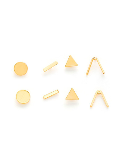 Geometric Design Stud Earring Set