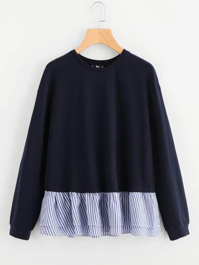 Tee avec pan rayure stratifié bicolore