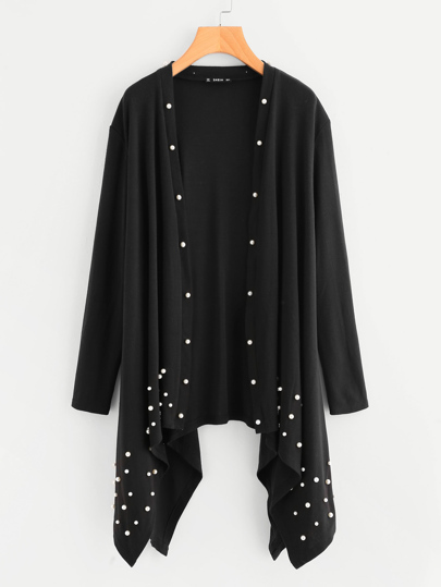 Manteau bord de mouchoir avec des perles