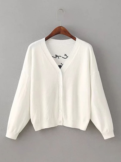 Flower Embroidery Button Up Cardigan