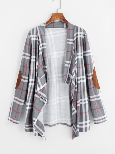 Plaid Drapiermantel mit Fleck auf dem Ellbogen und schößchem Saum