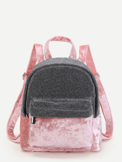 Zweifarbiger Samt Rucksack