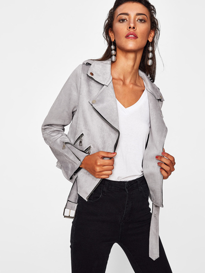 Blouson découpé en nubuck avec une ceinture