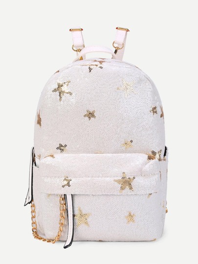 Star Pattern Sequin Overlay Backpack