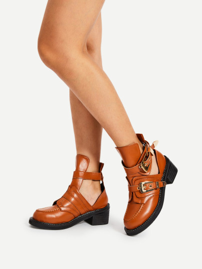 Bottes à talons hauts en PU avec double boucles