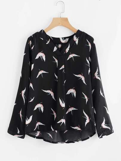 Blouse avec V col avec pan asymétrique