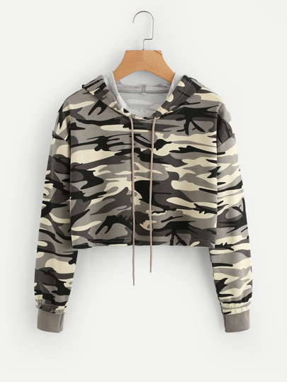 Sudadera corta camuflaje de hombros caídos