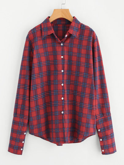 Buttoned Wide Cuff Checkered Shirt