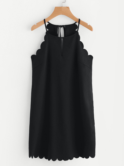 Double Keyhole Scallop Edge Dress