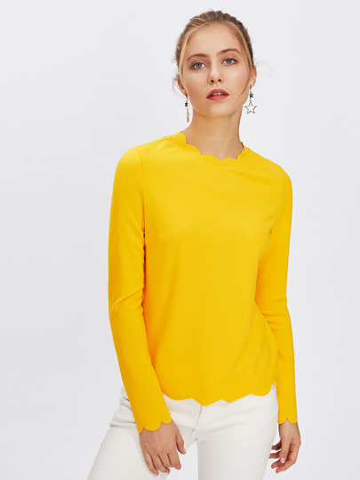 Scallop Trim Fitted Tee