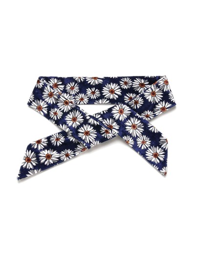 Écharpe maigre en velvet imprimé marguerite