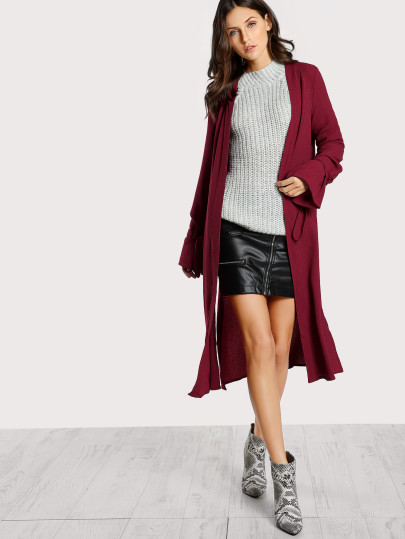Belted Cuff Slit Side Duster Coat