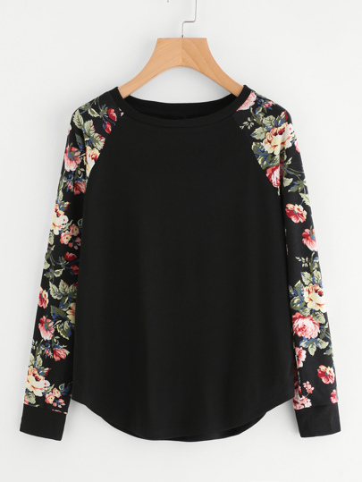 Top con maniche raglan floreale