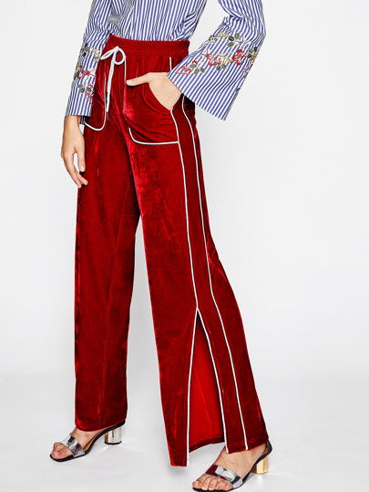 Pantalones de terciopelo con abertura en la parte lateral