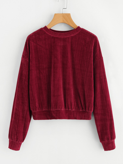 Sudadera de terciopelo de canalé con hombro caído