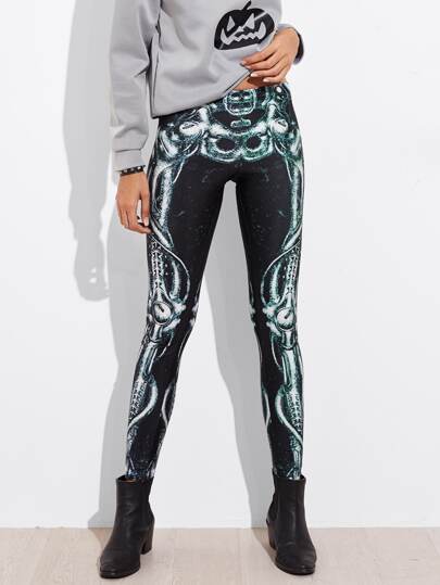 Leggings imprimé du squelette mécanique