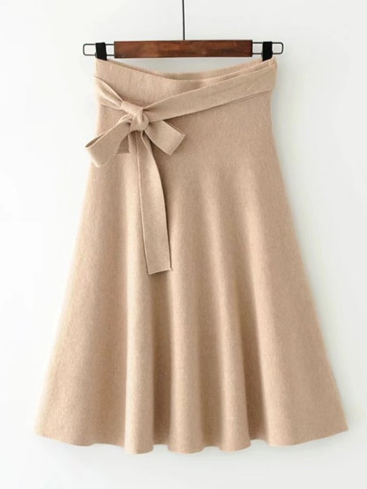 Self Tie A Line Knit Skirt