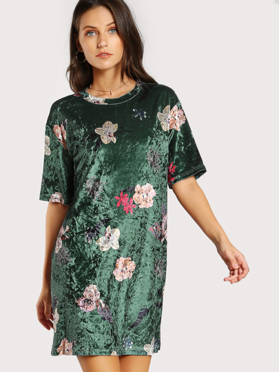 Vestido floral de terciopelo