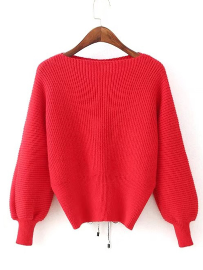 Pull manche lanterne à lacets au dos