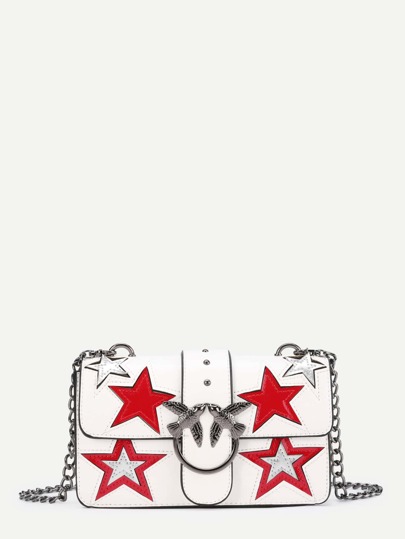 Bird Buckle Star Pattern PU Chain Bag