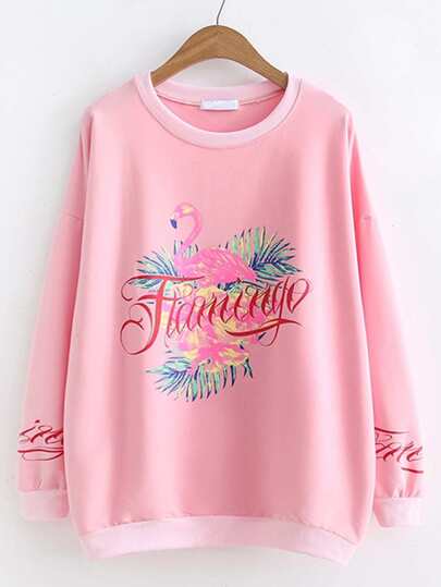 Übergroßes Sweatshirt mit Flamingomuster