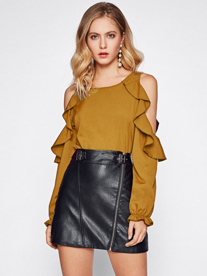 Blusa fruncido de hombros descubiertos
